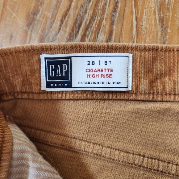 Gap Cigarette High Rise Brown Corduroy Pants Size‎ 28 6 Tall Cotton Spandex - Picture 8 of 12